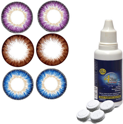 

TruOm Multicolor Attractive Fashion Makeup Eye Lenses With Multisol & Case Box CL46 Monthly Contact Lens(0, Multicolor, Pack of 3)