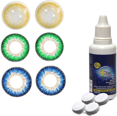 

TruOm Multicolor Attractive Fashion Makeup Eye Lenses With Multisol & Case Box CL34 Monthly Contact Lens(0, Multicolor, Pack of 3)