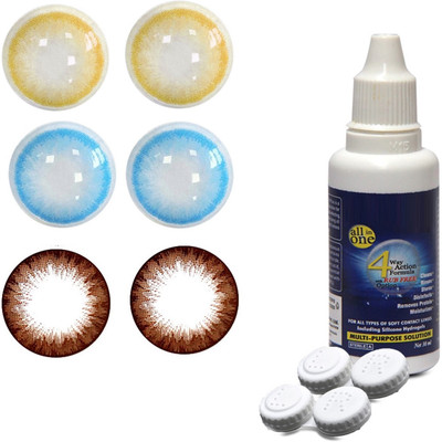 

TruOm Multicolor Attractive Fashion Makeup Eye Lenses With Multisol & Case Box CL21 Monthly Contact Lens(0, Multicolor, Pack of 3)