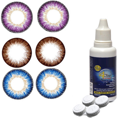 

TruOm Multicolor Attractive Fashion Makeup Eye Lenses With Multisol & Case Box CL40 Monthly Contact Lens(0, Multicolor, Pack of 3)