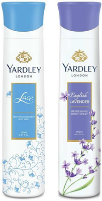 

Yardley London Lace English Lavender Body Spray - For Men & Women(300 ml, Pack of 2)