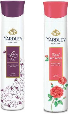 

Yardley London Lace satin , Royal Red Rose Body Spray - For Men & Women(300 ml, Pack of 2)