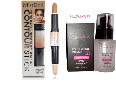 

MISS DOLL Highlighter, Contour Stick (cream) and Beauty 102 Primer - 30 m Foundation(Primer White, Contour Stick cream)