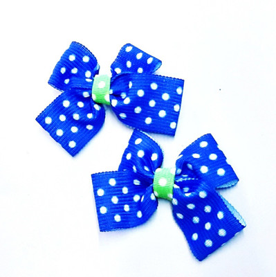 

KEJO CREATIONS KEJO- SET OF 2 INK BLUE POLKA DOTTED GROSGRAIN BOWS FOR KIDS/ BABIES/ GIRLS Hair Clip(Blue)