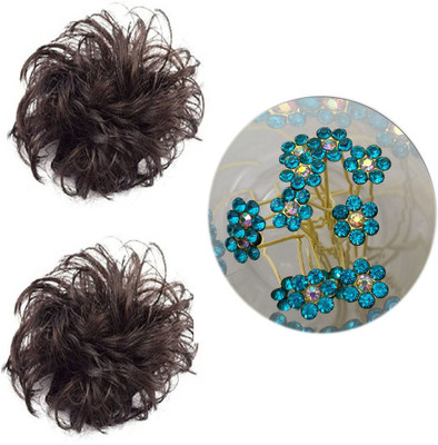 

GaDinStylo Set of 2 New Fashion Brown Rubber Juda and 12 Stylish Hair Juda Pin Hair Accessories Hair Accessory Set(Black)