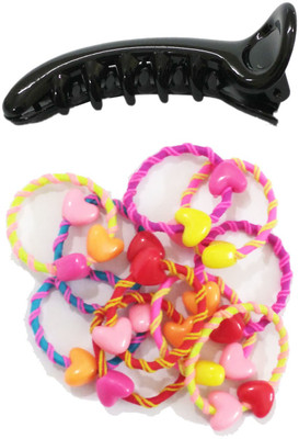 

GaDinStylo Pack of Black Hair Clutchers and 10Pcs Hair Rubber Band Hair Accessories Hair Accessory Set(Multicolor)
