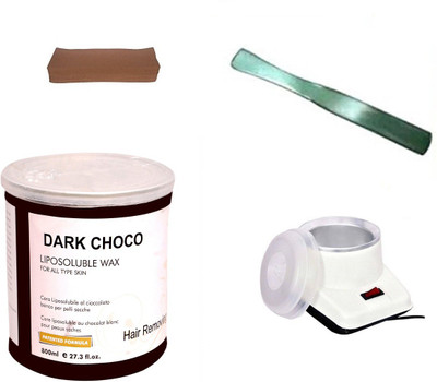 

Shopfleet Dark Choco Liposoluble Wax (800 Gm) with 1 Wax Heater,50 Wax Strips and 1 Steel Knife Wax(1, Set of 4)