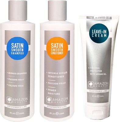 

AMAZON KERATIN SATIN SMOOTH SHAMPOO, SATIN SMOOTH CONDITIONER AND LEAVE-IN CREAM(708 ml)