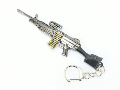 PSYCHE Pubg 3D Metal Body Props M249 Gun 120mm Length Key Chain