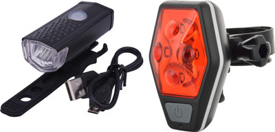 Dark Horse Bicycle LED 3 Modes 300 LM Front & 4 LED 7 Mode Tail Light Combo LED Front Rear Light Combo(Black)