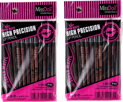 

Miss Doll Super Matte High Precision lip pencil Mega Pack 2(mega pack 12+12pic multi colour)