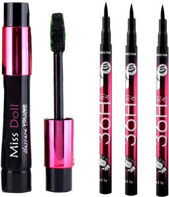 

MISS DOLL Mascara 5ML Black and yanqina waterproof liquid eye liner 36 hours stay pack 3 ) 5 ml(Black)