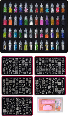 

FOK 48 Bottles 3d Nail Art Set, 6Pcs Nail Art Stamping Kit Decoration Tool - Combo 54Pcs(NA)