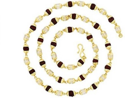 kripa Energized Rudraksha with Pearl and Sphatik Mala Resin Chain golden caps mala sivji mala Gold-plated Plated Wood Chain