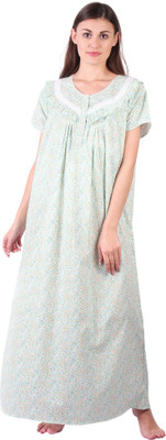 LDHSATI Women Maternity/Nursing Nighty(White, Green)