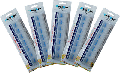

MediBox 7 Days Long Pill Storage Box with Snap Lids, To avoid Forgetting of Taking Medicine on time (Pack of 5) Pill Box(White)