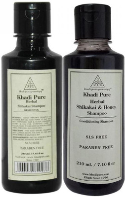 

Khadi Pure Herbal Shikakai And Shikakai & Honey Shampoo SLS Free Combo (420ml) Pack 2(420 ml)