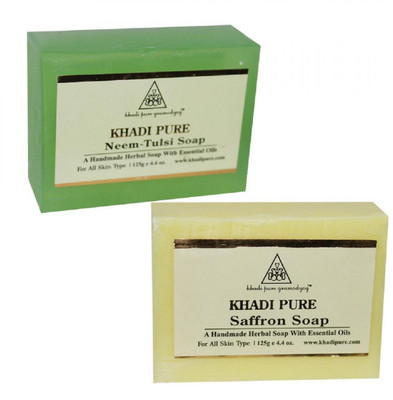 

Khadi Pure Herbal Neem Tulsi And Saffron Soap Combo(250 g, Pack of 2)