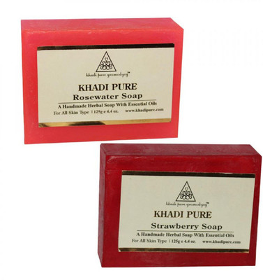 

Khadi Pure Herbal Rose Water And Strawberry Soap Combo(250 g, Pack of 2)