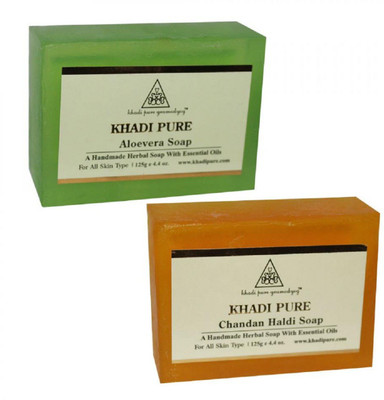 

Khadi Pure Herbal Aloevera And Chandan Haldi Soap Combo(250 g, Pack of 2)