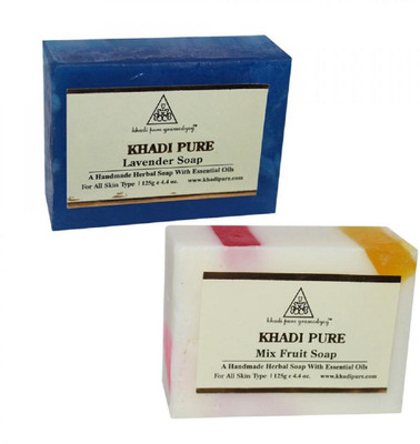 

Khadi Pure Herbal Lavender And Mix Fruit Soap Combo(250 g, Pack of 2)