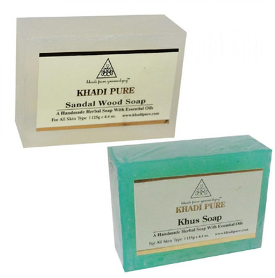 

Khadi Pure Herbal Sandalwood And Khus Soap Combo(250 g, Pack of 2)