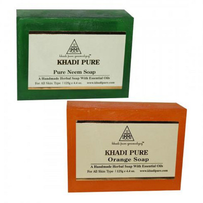 

Khadi Pure Herbal Orange And Pure Neem Soap Combo(250 g, Pack of 2)