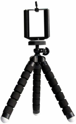 

Buddymate Universal Fully Flexible Octopus Soft Spongy Legs Tripod with Mobile Attachment Clip Holder Tripod(Black, Supports Up to 700 g)