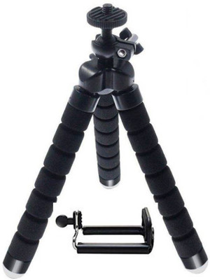 

Buddymate Universal Flexible Mini Tripod Soft Spongy Foot Grips with Universal Mobile Clip Holder Tripod(Black, Supports Up to 700 g)