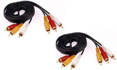 

TechGear TV-out Cable Pack of 2, 1.5M Gold Plated Audio Video AV Cable Connector 3RCA Male to 3RCA Male for DVD HDTV Hi-Fi theater speaker(Black, For DVD, 1.5 m)