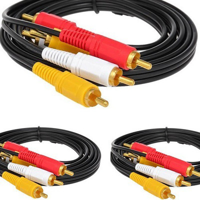 

TechGear TV-out Cable Set of 3, 3RCA Male to 3RCA Male Audio Video AV Cable Connector 1.5M Gold Plated cable for DVD HDTV Hi-Fi theater speaker(Black, For DVD, 1.5 m)