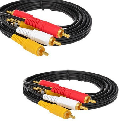 

TechGear TV-out Cable Set of 2, 3 RCA Male to 3 RCA Male 1.5M Gold Plated Audio Video Cable Connector for DVD, TV, Amplifier(Black, For DVD, 1.5 m)