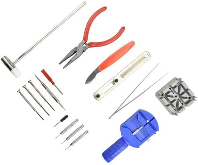 DIY Crafts Watch Repair Tool Kit with Hammer Screwdrivers Wrench Cutter (Pack of 16 Pc) 16-piece Watch Repair Kit