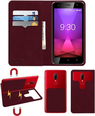 ACM Flip Cover for Ziox Astra Force 5(Maroon, Cases with Holder, Pack of: 1)