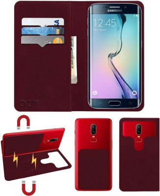 ACM Flip Cover for Samsung Galaxy S6 Edge(Maroon, Cases with Holder, Pack of: 1)