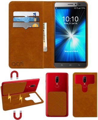 ACM Flip Cover for Celkon Diamond 4g Plus(Gold, Cases with Holder, Pack of: 1)