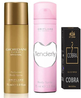 

Oriflame Sweden Gold Original y+tenderly body spray For-Men & Women {75ML+75ML } With cobra parfume 10ML {set of 3}(Set of 3)