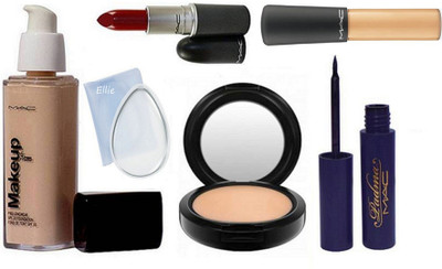 

ellie Silicon Puff,Make Up Pro Long Wear Foundation, Concealer,Studio Fix Compact,Lipstick,Padma Eyeliner(Set of 6)