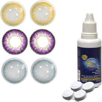 

TruOm Multicolor Attractive Fashion Makeup Eye Lenses With Multisol & Case Box CL33 Monthly Contact Lens(0, Multicolor, Pack of 3)