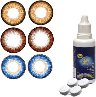 

TruOm Multicolor Attractive Fashion Makeup Eye Lenses With Multisol & Case Box CL42 Monthly Contact Lens(0, Multicolor, Pack of 3)
