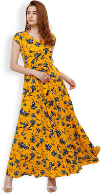 Tokyo Talkies Women Maxi Yellow Full Length Dress