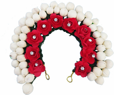 

Shining Angel Juda Bun Decoration Hair Gajra for Bridal Accessories for Girls ( Red White) Bun(Red, White, Multicolor)