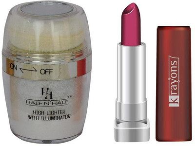 

Half N Half Highlighter With Illuminator And Krayons Sheer Matte Lipstick Highlighter(Blue Sapphire)