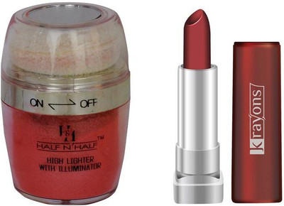 

Half N Half Highlighter With Illuminator And Krayons Sheer Matte Lipstick Highlighter(Rose Petal)