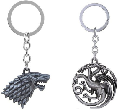 sawan shopping mart 1016Game of thrones House Targaryen Fire and Blood Three-headed Dragon Sigil (Pack of 2) Key Chain