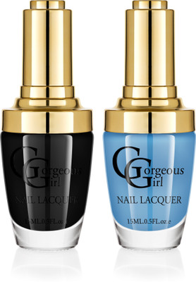 

Gorgeous Girl Glossy Nail Lacquer Rich Black-02 & Flamingo Pink-07(Pack of 2)