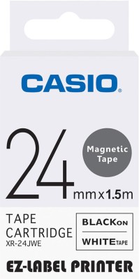 CASIO 24 mm Magnetic Label Printer Tape (Black on White) Self-Adhesive Paper Label(White)