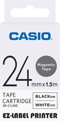 CASIO 24 mm Magnetic Label Printer Tape (Black on White) Self-Adhesive Paper Label(White)