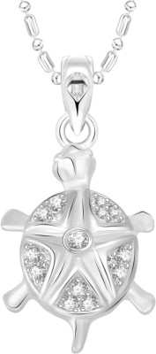 VIGHNAHARTA Tortoise Pendant- [VFJ01121PR] Rhodium Crystal, Cubic Zirconia Alloy Pendant