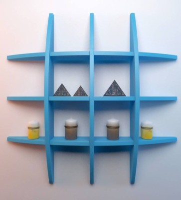 KraftStics Beautyful Wooden Rack Shelf (Number of Shelves - 12 BLUE Wooden Wall Shelf(Number of Shelves - 12, Blue)